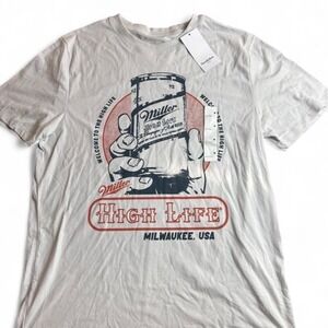 Miller High Life Beer Graphic T-Shirt Gray Mens Medium New Official Licensed